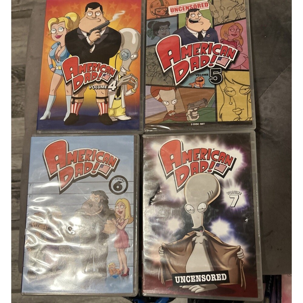 Lot of 4: American Dad DVD Volumes 4 5 6 & 7 Uncensored 3-Disc Sets Season 5 new